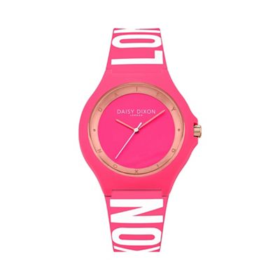 Ladies pink silicone strap watch dd040p